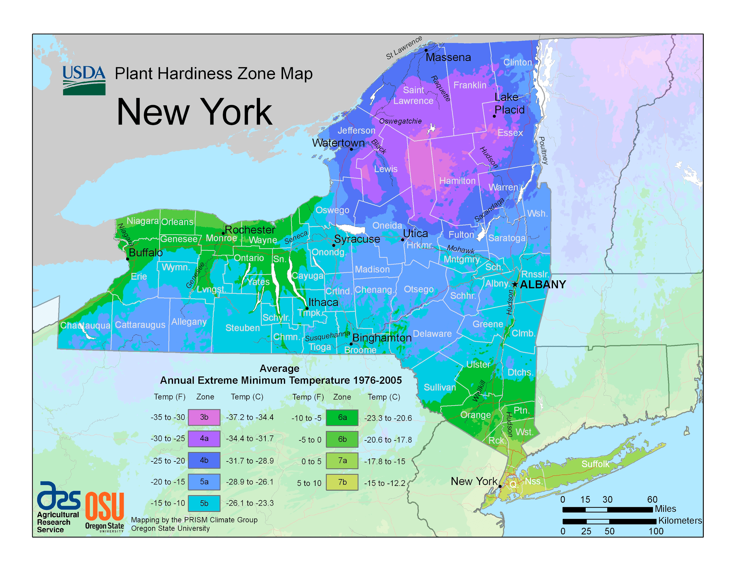 New York USDA Plant Hardiness Zone Map